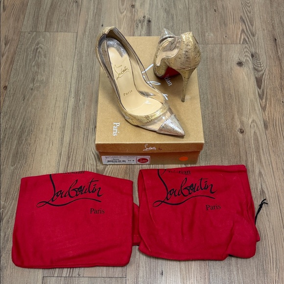 CHRISTIAN LOUBOUTIN - SILVER/GOLD 120 BLAKE IS BACK HEELS - SIZE 37.5 - Picture 5 of 15